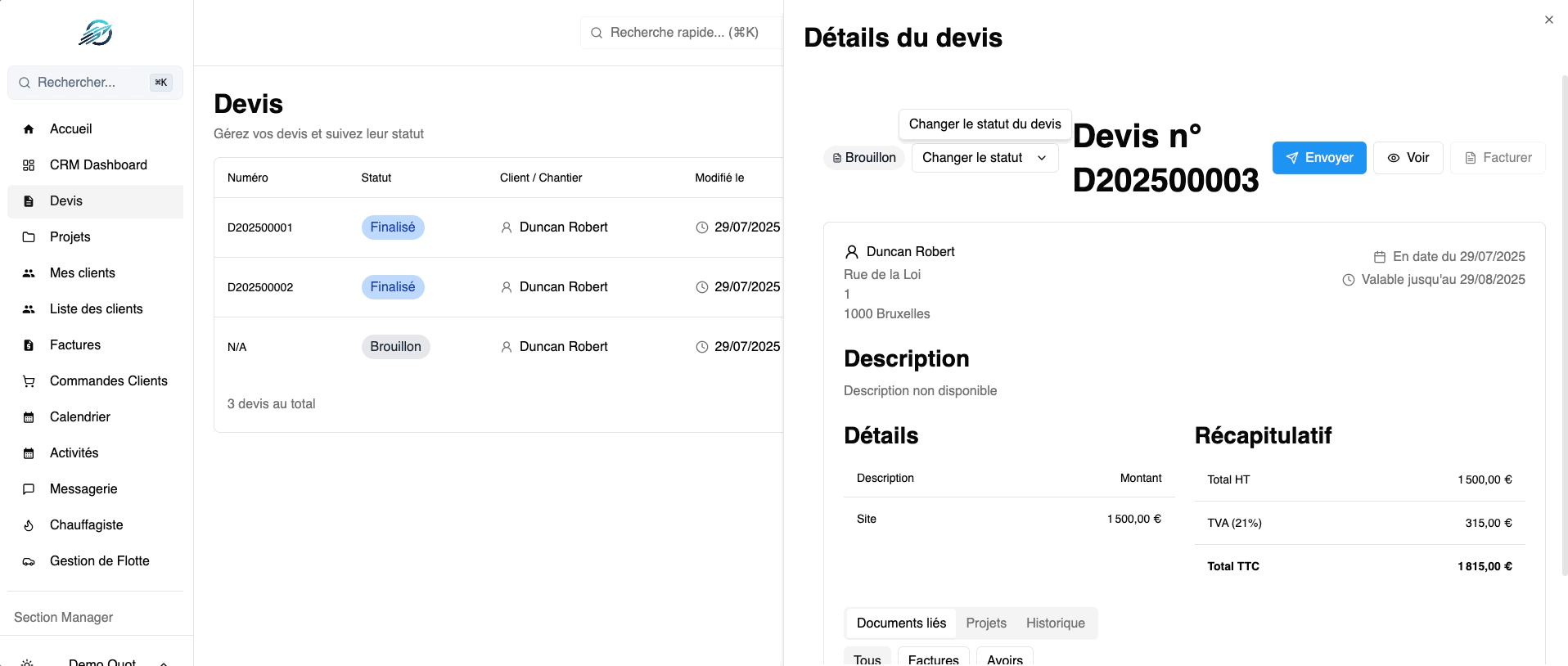 Démonstration QuotyFast en action